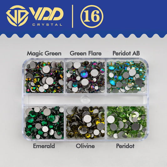VDD DC-016 SS6-SS20 Mix Size 6 Grid Box Glass Rhinestones Crystal Flatback Glitter Stones For Nail Art Accessorie DIY Crafts Decoration