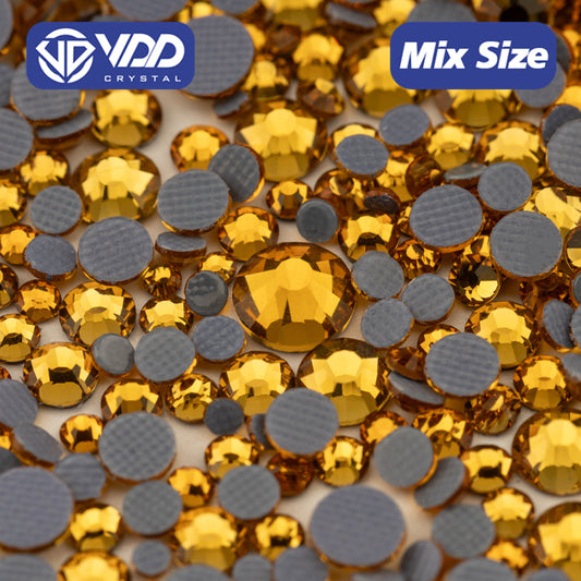VDD 006 Topaz Wholesale SS6-SS30 Hotfix Mix Size Glass Rhinestone Crystal Flat Back High Quality Strass Stones For DIY Clothes Accessories