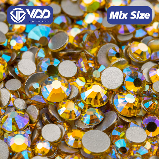 VDD 071 Citrine AB Mix Size SS6-SS20 High Quality Glass Rhinestones Crystal Flatback Glitter Stones Nail Art DIY Crafts Decorations