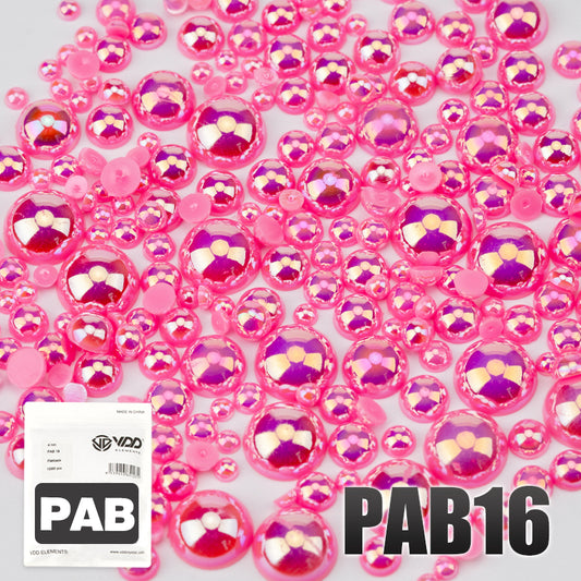 VDD PAB16 Bulk Wholesale 2.5-10mm Color AB Macaroon ABS Imitation Pearl Half Round Flatback Plastic Bead DIY Nail Art Craft Decoration