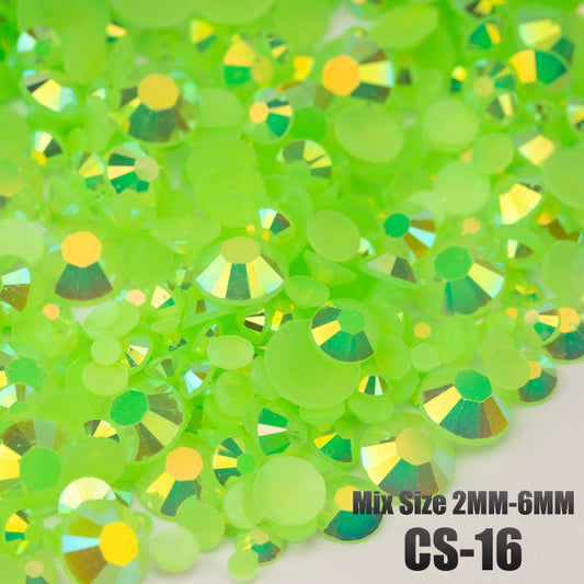 VDD CS-16 30/100g Mix Size 2-6mm Resin Rhinestone Crystal Color AB Flatback Plastic Bulk Wholesale For DIY Nail Art Crafts Decorations