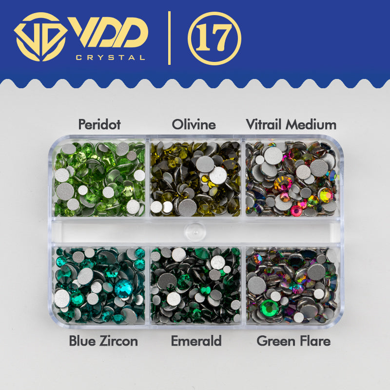 VDD DC-017 SS6-SS20 Mix Size 6 Grid Box Glass Rhinestones Crystal Flatback Glitter Stones For Nail Art Accessorie DIY Crafts Decoration