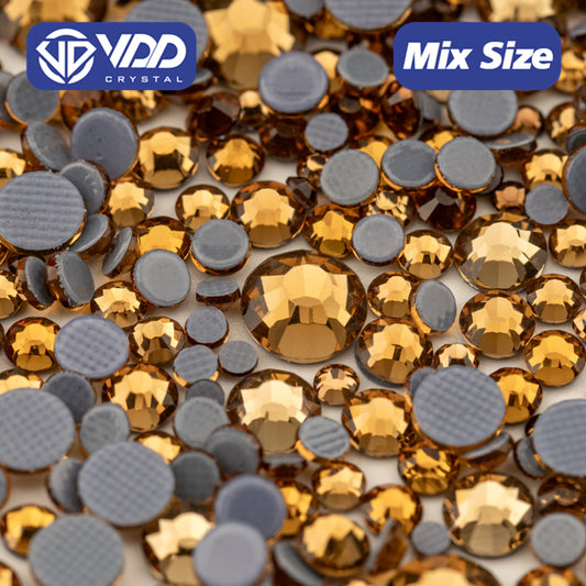 VDD 007 Lt.Colorado Topaz Wholesale SS6-SS30 Hotfix Mix Size Glass Rhinestone Crystal Flat Back High Quality Strass Stones For DIY Clothes Accessories