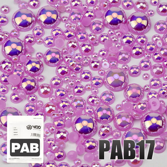 VDD PAB17 Bulk Wholesale 2.5-10mm Color AB Macaroon ABS Imitation Pearl Half Round Flatback Plastic Bead DIY Nail Art Craft Decoration