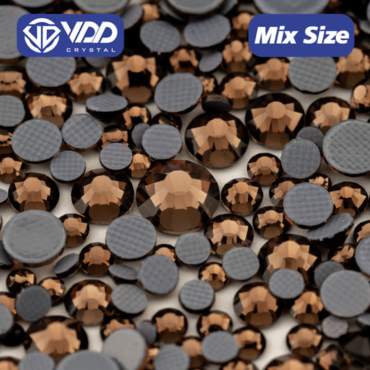 VDD 008 Smoked Topaz Topaz Wholesale SS6-SS30 Hotfix Mix Size Glass Rhinestone Crystal Flat Back High Quality Strass Stones For DIY Clothes Accessories