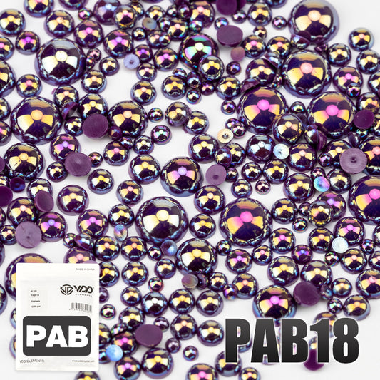 VDD PAB18 Bulk Wholesale 2.5-10mm Color AB Macaroon ABS Imitation Pearl Half Round Flatback Plastic Bead DIY Nail Art Craft Decoration