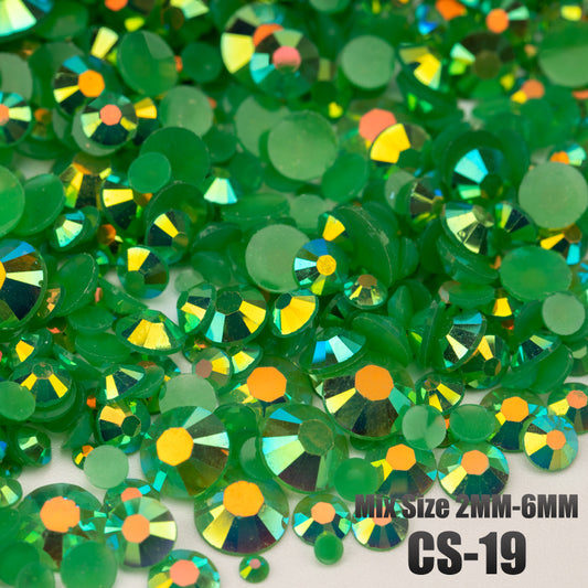 VDD CS-19 30/100g Mix Size 2-6mm Resin Rhinestone Crystal Color AB Flatback Plastic Bulk Wholesale For DIY Nail Art Crafts Decorations