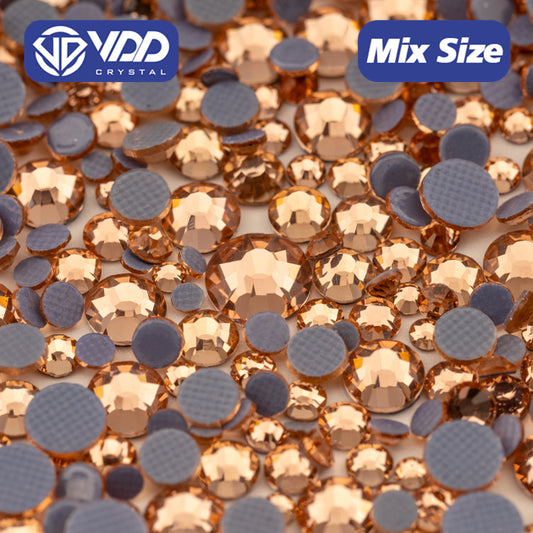 VDD 010 Lt.Peach Wholesale SS6-SS30 Hotfix Mix Size Glass Rhinestone Crystal Flat Back High Quality Strass Stones For DIY Clothes Accessories