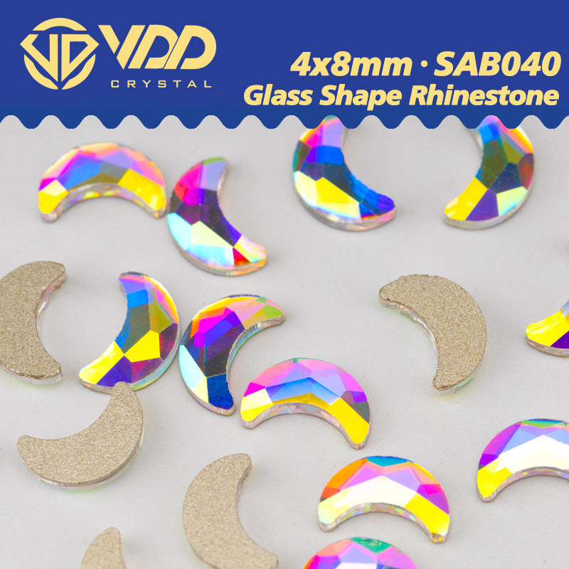 VDD 4x8mm - SAB40 100/500/1440Pcs Glass Shape Crystal Rhinestones Crystal AB Flatback Glitter Stones For DIY Nail Art Decorations  SAB Series