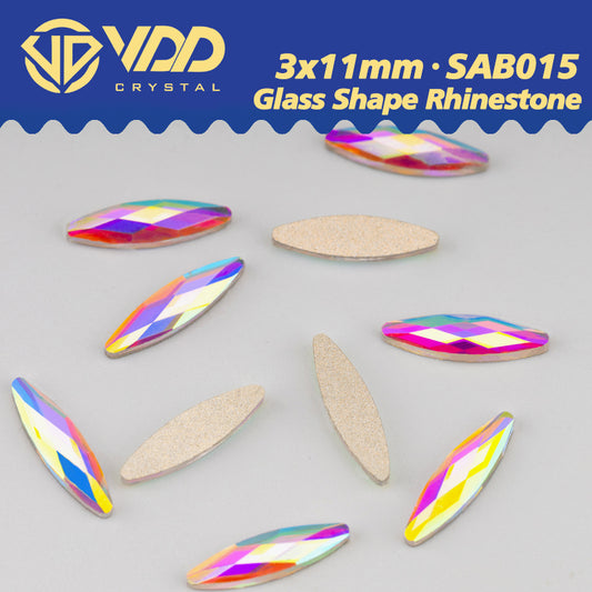 VDD 3x11mm - SAB15  100/500/1440Pcs Glass Shape Crystal Rhinestones Crystal AB Flatback Glitter Stones For DIY Nail Art Decorations  SAB Series