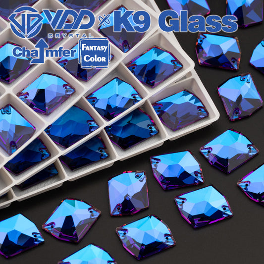 VDD Cosmic 17x21mm 15Pcs Bermuda Blue Top Quality K9 Glass Sew on Rhinestones Sewing Crystal Flatback for Garment Accessories