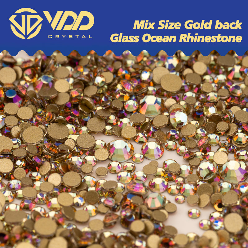 VDD 225 Memory Mix Size SS4-SS20 Gold-Back Rhinestones High Quality Glass Crystal Flatback Strass Stones AAmix-A55