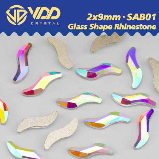 VDD 2x9mm - SAB01 100/500/1440Pcs Glass Shape Crystal Rhinestones Crystal AB Flatback Glitter Stones For DIY Nail Art Decorations  SAB Series