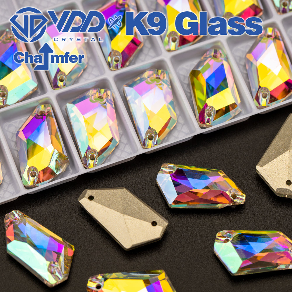 VDD Strange Rhombus Top Quality K9 Glass Sewing Crystal AB Flatback Sew on Rhinestones for Craft Clothes Accessories Dress