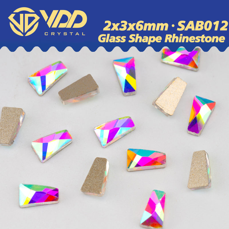 VDD 2x3x6mm - SAB12 100/500/1440Pcs Glass Shape Crystal Rhinestones Crystal AB Flatback Glitter Stones For DIY Nail Art Decorations SAB Series