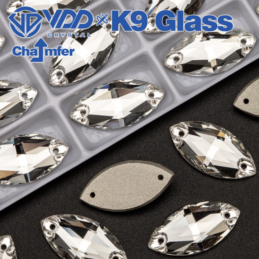 VDD S101 Crystal Navette Top Quality K9 Glass Sew on Rhinestones Crystal Flatback Sewing Strass Stones for Garment Decorations
