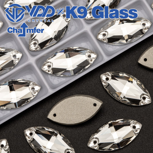 VDD S101 Crystal Navette Top Quality K9 Glass Sew on Rhinestones Crystal Flatback Sewing Strass Stones for Garment Decorations