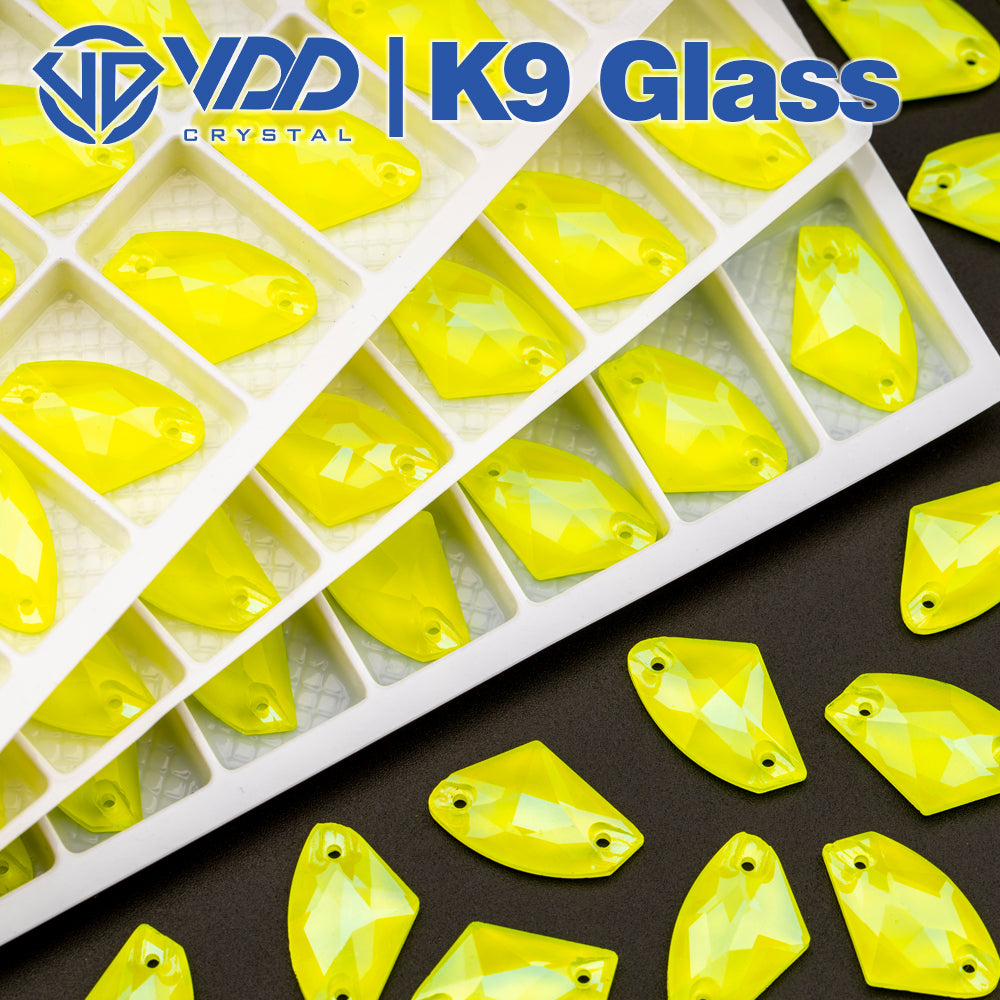 VDD Galactic Neon Lemon K9 Glass Sewing Crystals Sew on Rhinestones Flat Back Stones for Garment Decorations Wedding Dress