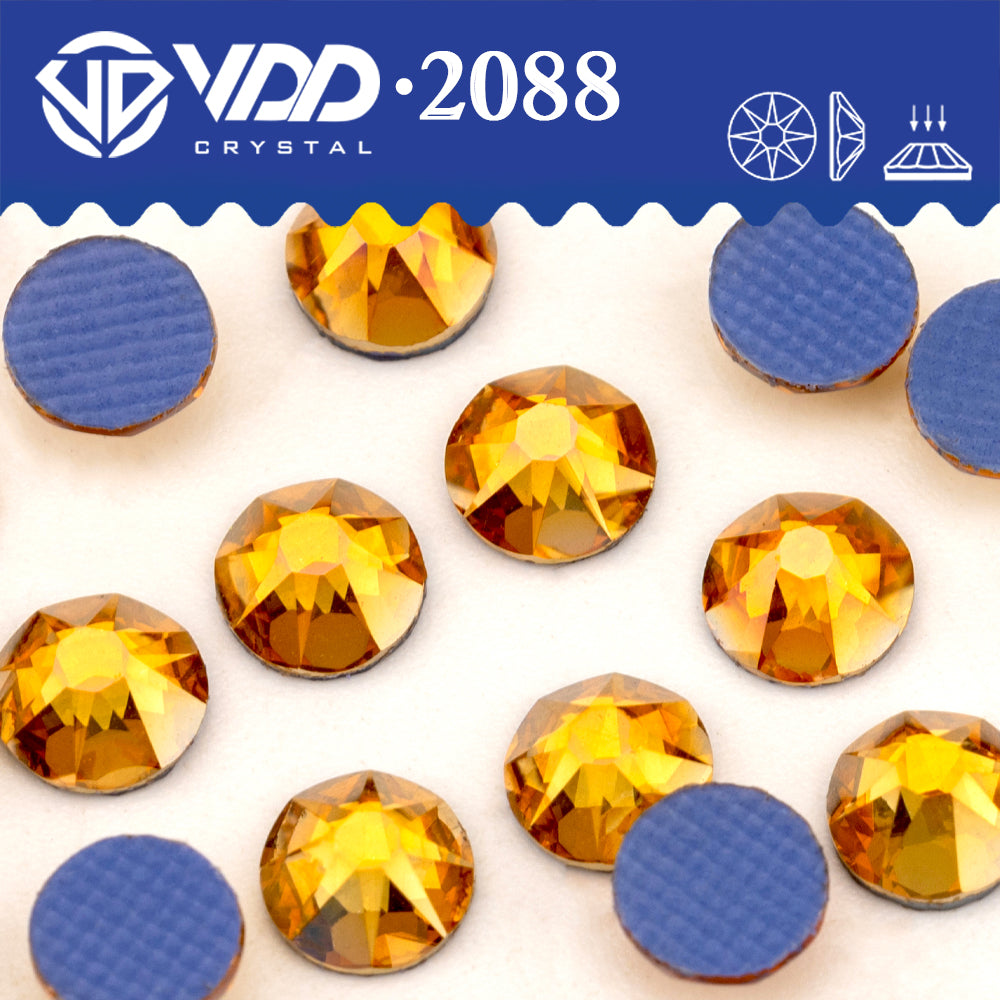 VDD 227 Amber Shimmer SS16-SS30 High Quality Hot-Fix Glass 2088 Rhinestones Crystal Flatback 8 Big 8 Small DIY Clothes Decoration