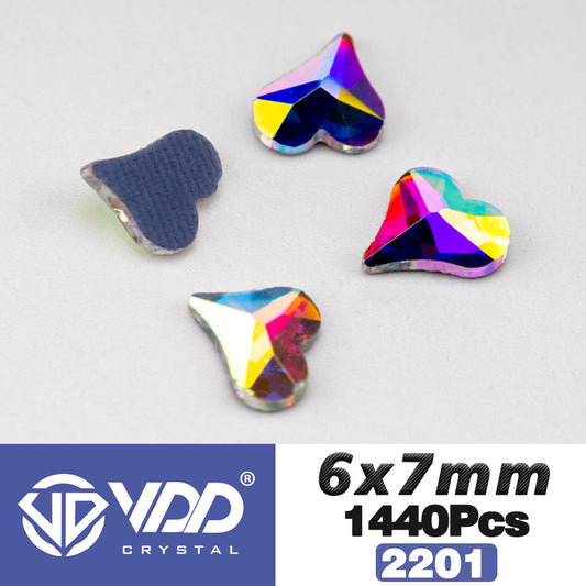 VDD  2201-6x7mm Wholesale 1440Pcs Rectangle Glass Rhinestones Crystal AB Flatback HotFix Strass Shape 3D Stones For Nail Art DIY Decorations
