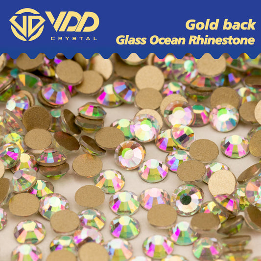 VDD  222 Spring Bloom  High Quality Glass Rhinestones Crystal Gold Flatback Strass Stones For Nail Art Crafts DIY Decorations