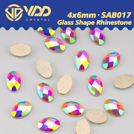 VDD 4x6mm - SAB17  100/500/1440Pcs Glass Shape Crystal Rhinestones Crystal AB Flatback Glitter Stones For DIY Nail Art Decorations  SAB Series