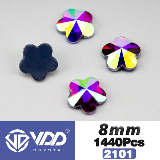 VDD  2101-8mm Wholesale 1440Pcs Rectangle Glass Rhinestones Crystal AB Flatback HotFix Strass Shape 3D Stones For Nail Art DIY Decorations