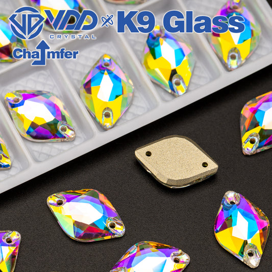 VDD Lemon Top Quality K9 Glass Sew on Rhinestone Sewing Crystals AB Flatback Strass Stones for Craft Clothes Wedding Dress
