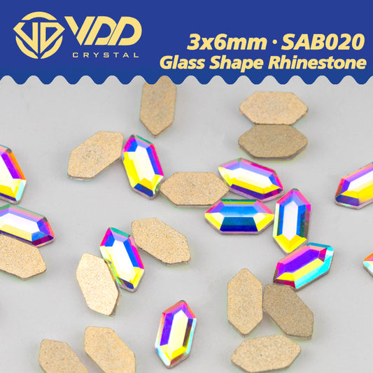 VDD 3x6mm - SAB20 100/500/1440Pcs Glass Shape Crystal Rhinestones Crystal AB Flatback Glitter Stones For DIY Nail Art Decorations  SAB Series