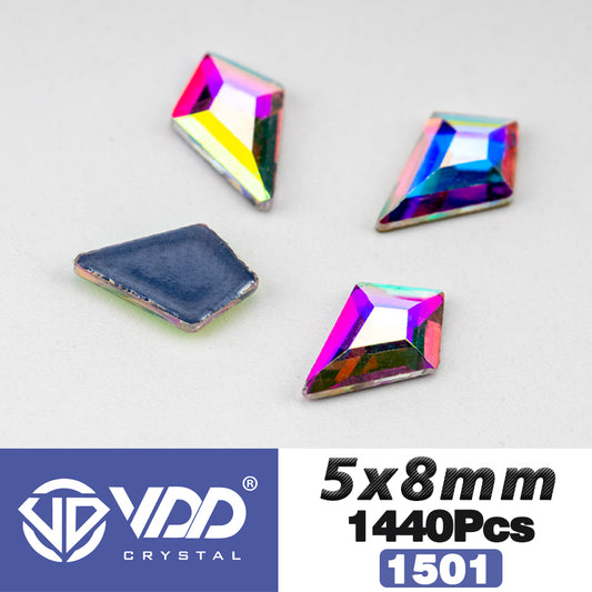 VDD 1501-5x8mm Wholesale 1440Pcs Rectangle Glass Rhinestones Crystal AB Flatback HotFix Strass Shape 3D Stones For Nail Art DIY Decorations