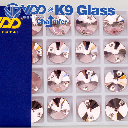VDD Rivoli S121 Light Rose Top Quality K9 Glass Sew on Rhinestones Crystal Flatback Sewing Strass Stones for Garment Wedding Dress