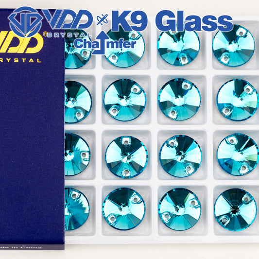 VDD Rivoli S116 Aqua Blue Top Quality K9 Glass Sew on Rhinestones Crystal Flatback Sewing Strass Stones for Garment Wedding Dress