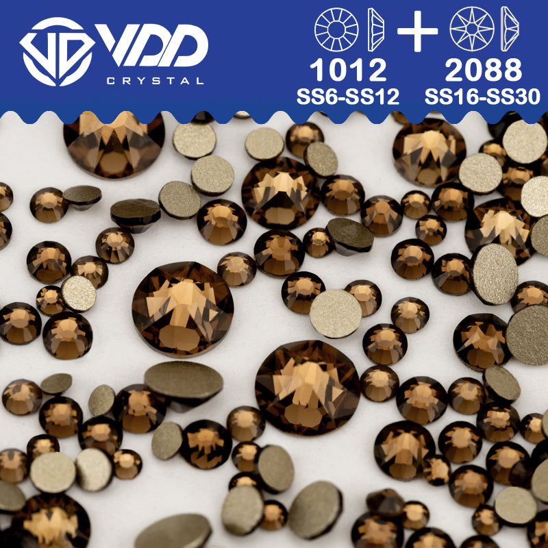 VDD 008 Smoked Topaz Wholesale Mix Size SS6-SS30 High Quality Glass 2088 Rhinestones Crystal Gold Flatback Strass Stones Nail Art DIY Decorations