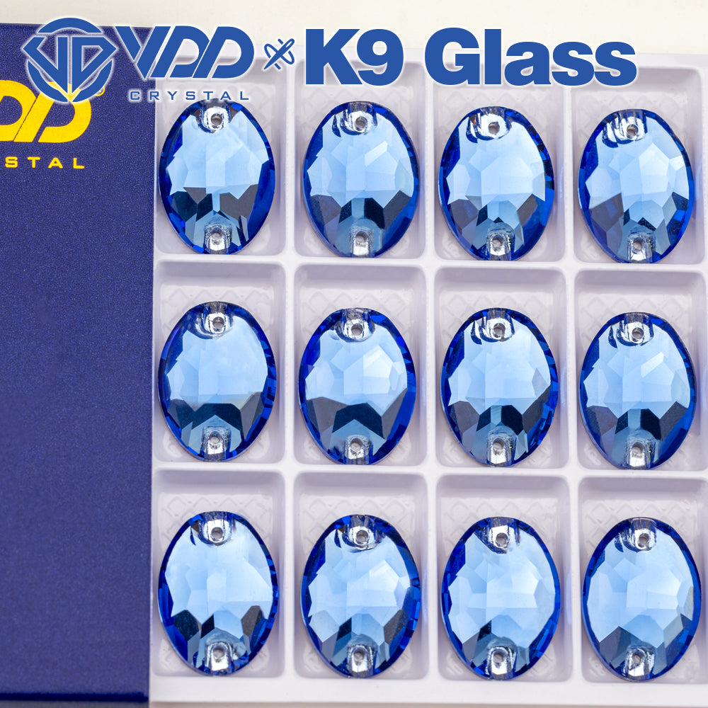 VDD S117 Royal Blue Oval K9 Glass Sew On Rhinestones High Quality AAAAA Crystal Flatback Sewing Strass Stones DB-S117
