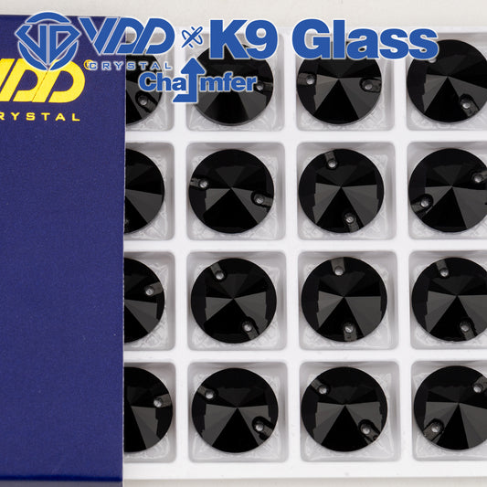 VDD Rivoli S102 Jet Top Quality K9 Glass Sew on Rhinestones Crystal Flatback Sewing Strass Stones for Garment Wedding Dress