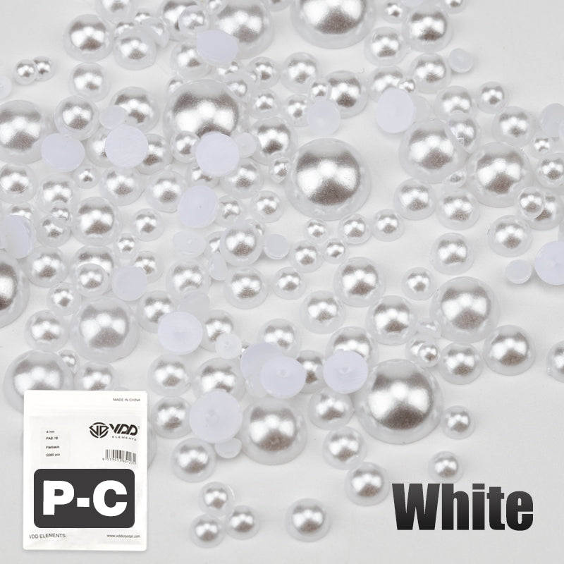 VDD White 2.5-10mm Mix Size ABS Half Round Pearls Flatback Beads Resin Rhinestones Flatback Stones ZHENZHU