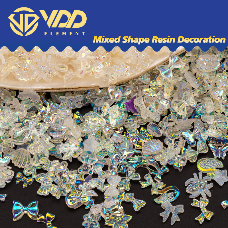 VDD 100/500Pcs Mix Shape Resin AB Decoration Flatback Plastics Glitter Stones For DIY Crafts Nail Art Accessories Bulk Wholesale