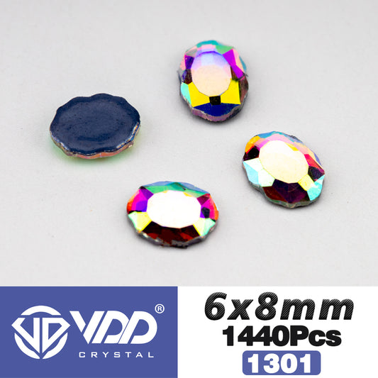 VDD 1301-6x8mm Wholesale 1440Pcs Rectangle Glass Rhinestones Crystal AB Flatback HotFix Strass Shape 3D Stones For Nail Art DIY Decorations