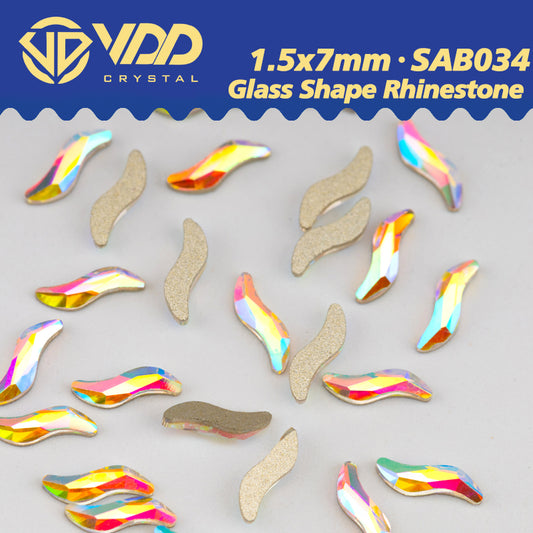 VDD  1.5x7mm - SAB34 100/500/1440Pcs Glass Shape Crystal Rhinestones Crystal AB Flatback Glitter Stones For DIY Nail Art Decorations  SAB Series