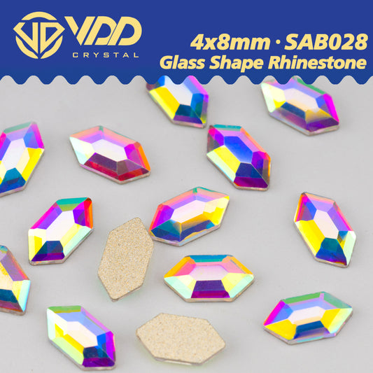 VDD  4x8mm - SAB28 100/500/1440Pcs Glass Shape Crystal Rhinestones Crystal AB Flatback Glitter Stones For DIY Nail Art Decorations  SAB Series