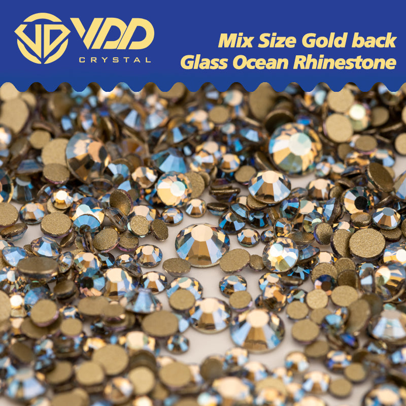 VDD 223 Sea Light  Mix Size SS4-SS20 Gold-Back Rhinestones High Quality Glass Crystal Flatback Strass Stones AAmix-A53