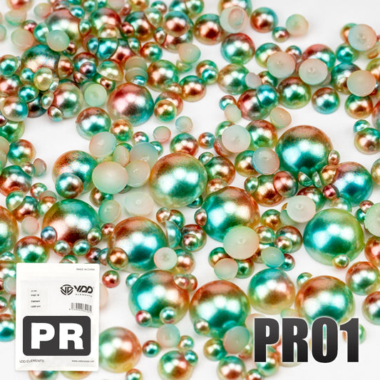 VDD PR01 Bulk Wholesale 3-10mm Mermaid Color ABS Imitation Pearls Half Round Plastic Flat Back Bead For Craft DIY Nail Art Decoration