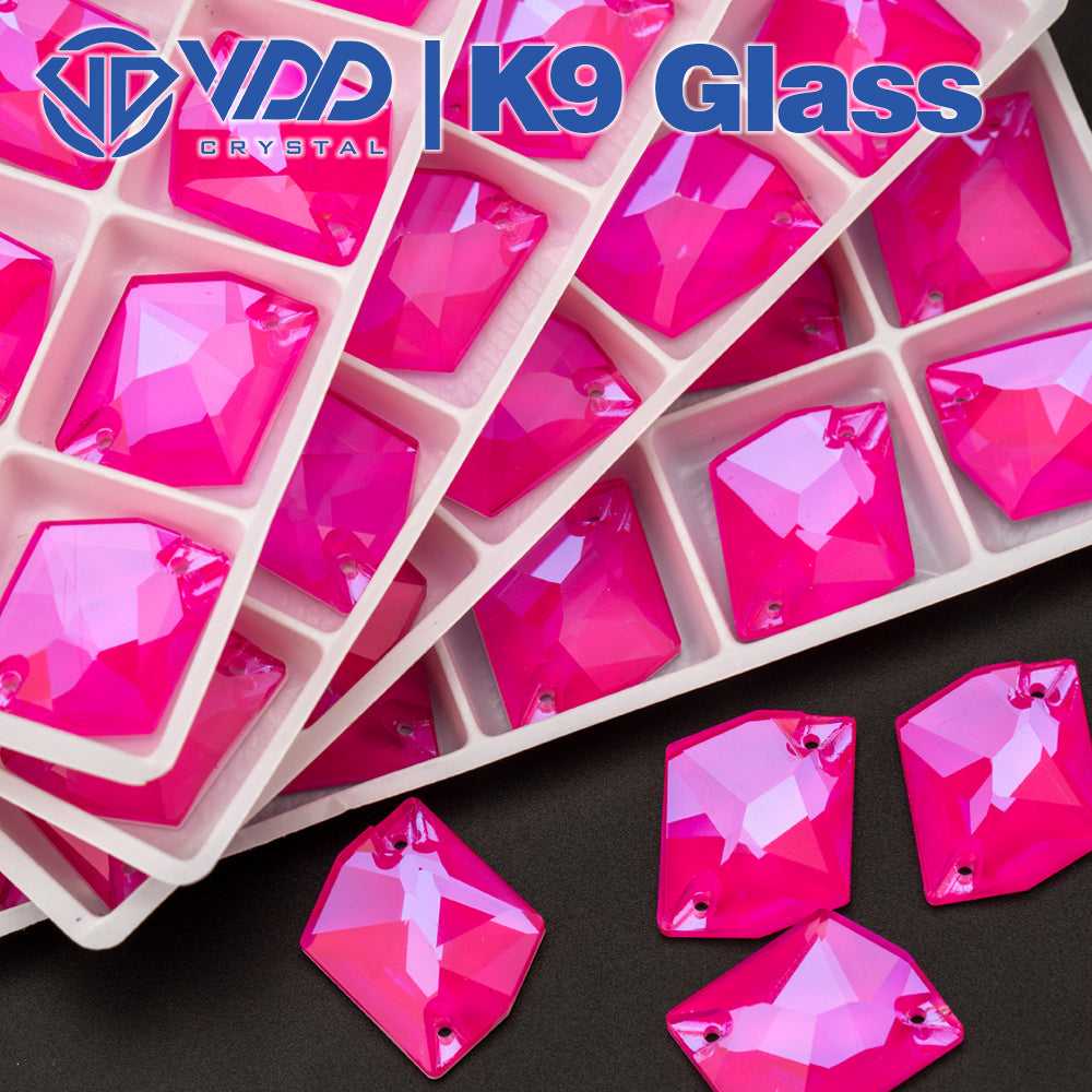 VDD 17x21mm Neon Rose Cosmic Top Quality Glass Sew on Rhinestones Crystal Flatback Stones for Clothes Decoration Wedding Dress