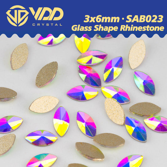 VDD 3x6mm - SAB23 100/500/1440Pcs Glass Shape Crystal Rhinestones Crystal AB Flatback Glitter Stones For DIY Nail Art Decorations  SAB Series