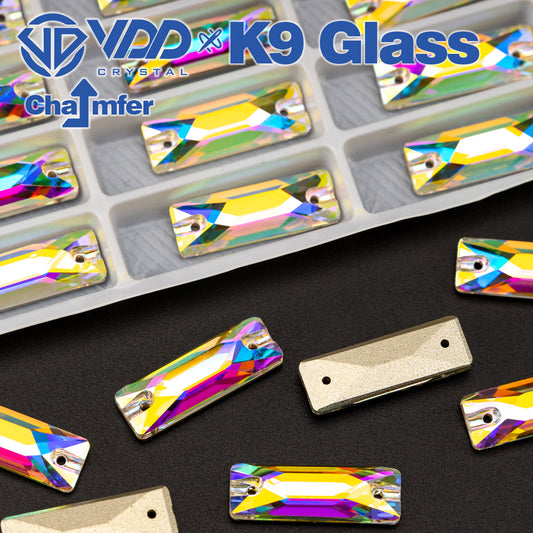 VDD Baguette Top Quality K9 Glass Sew on Crystal AB Rhinestone Sewing Flatback Stone for Clothes Accessories Wedding Dress