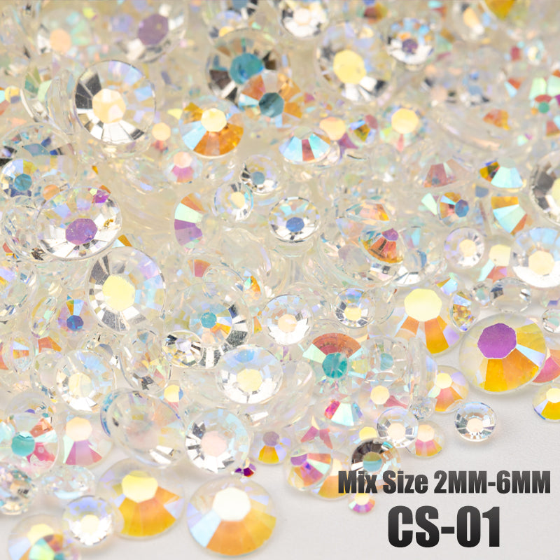 VDD CS-01 Mix Size 2-6mm Resin Rhinestone Crystal Flatback Plastic Flatback Stones SHUZHI