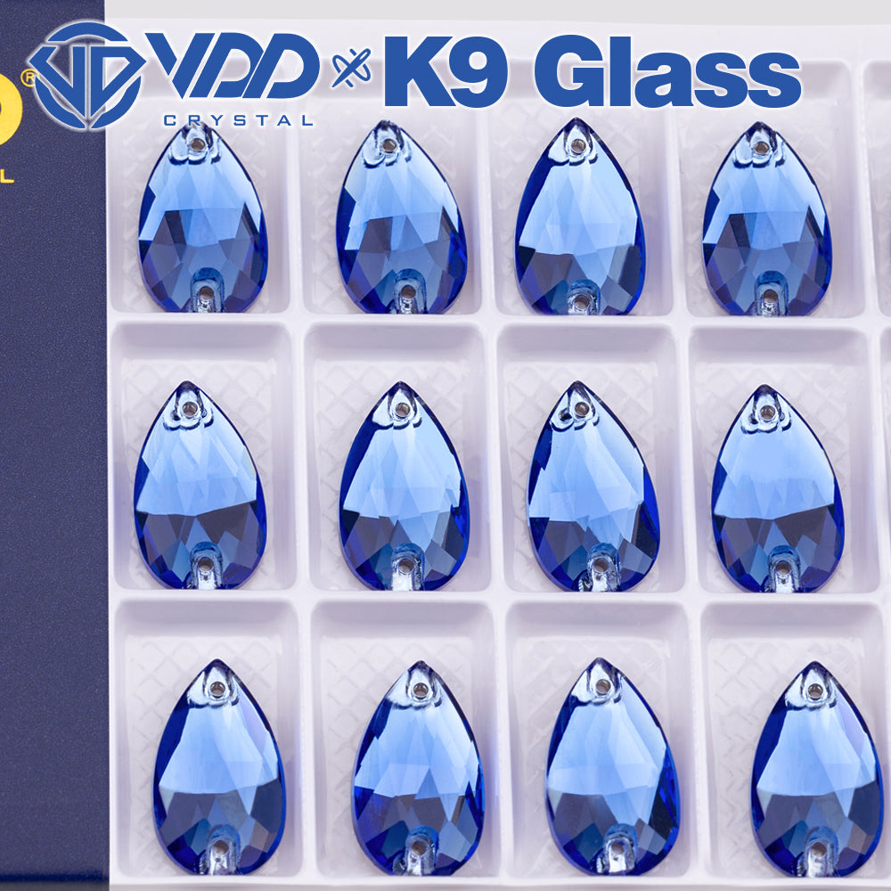 VDD S117 Royal Blue Pear K9 Glass Sew On Rhinestones High Quality AAAAA Crystal Flatback Sewing Strass Stones DB-S117