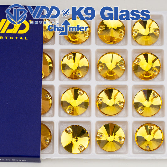 VDD Rivoli S105 Sun.Topaz Top Quality K9 Glass Sew on Rhinestones Crystal Flatback Sewing Strass Stones for Garment Wedding Dress