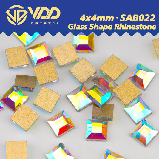 VDD 4x4mm - SAB22  100/500/1440Pcs Glass Shape Crystal Rhinestones Crystal AB Flatback Glitter Stones For DIY Nail Art Decorations  SAB Series