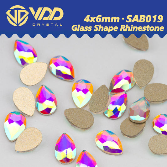 VDD 4x6mm - SAB19 100/500/1440Pcs Glass Shape Crystal Rhinestones Crystal AB Flatback Glitter Stones For DIY Nail Art Decorations  SAB Series